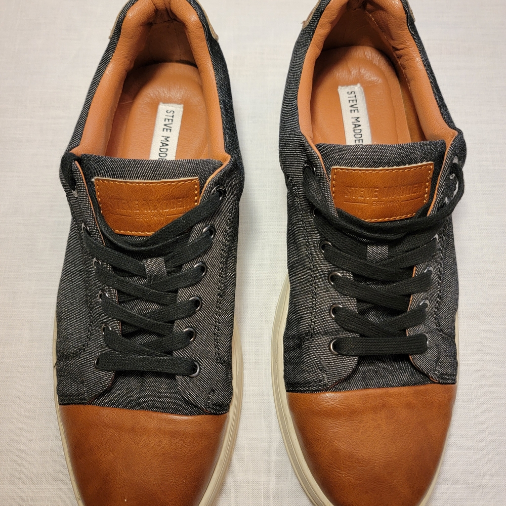 Steve Madden Men's Blue Denim and Brown Leather Casual Shoes Size 10M